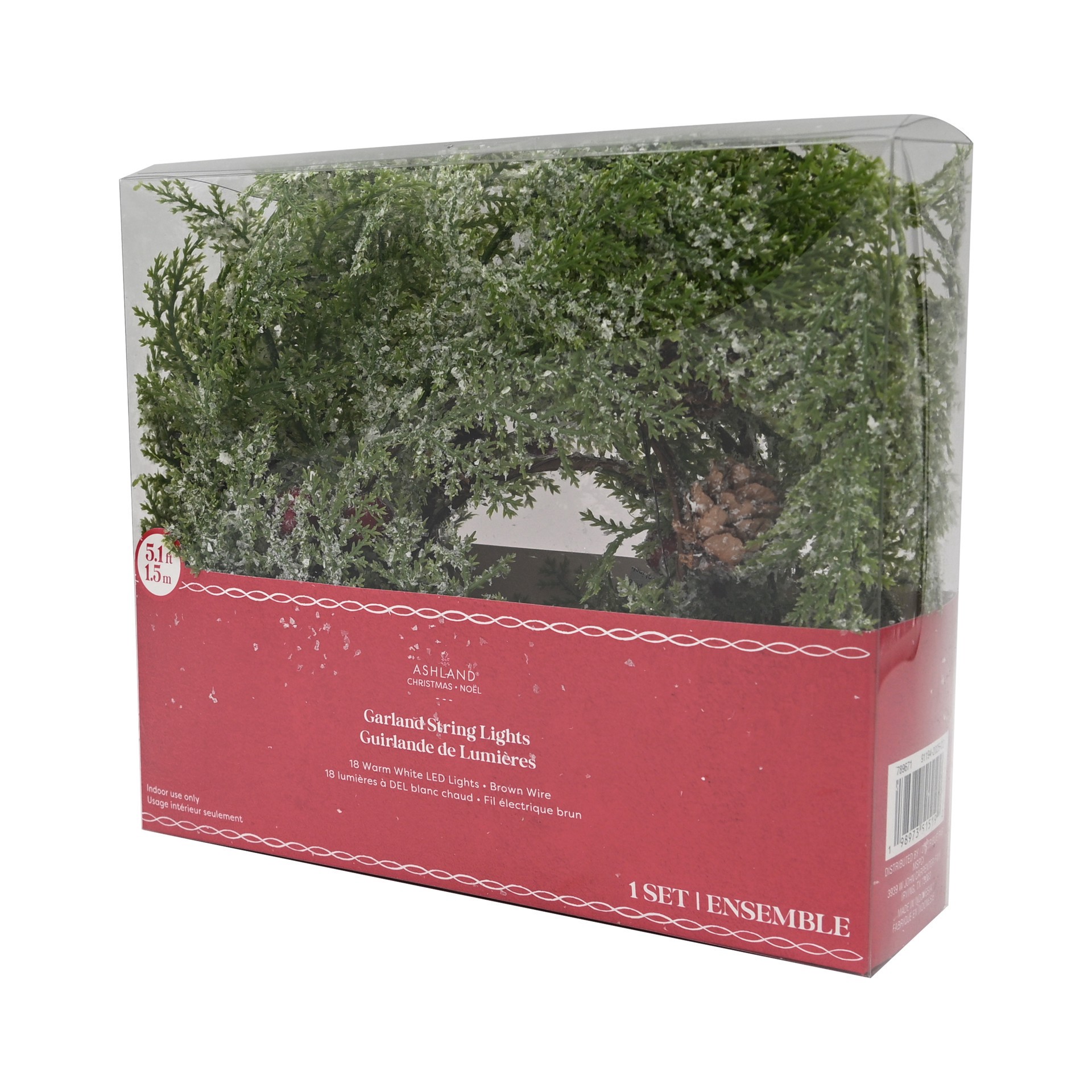 slide 4 of 4, 18ct. Warm White Led Pinecone & Red Berry Garland String Lights By Ashland, 18 ct