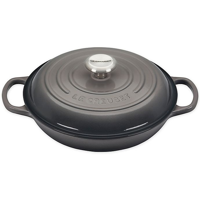 slide 1 of 1, Le Creuset Signature Covered Braiser - Oyster, 2.25 qt