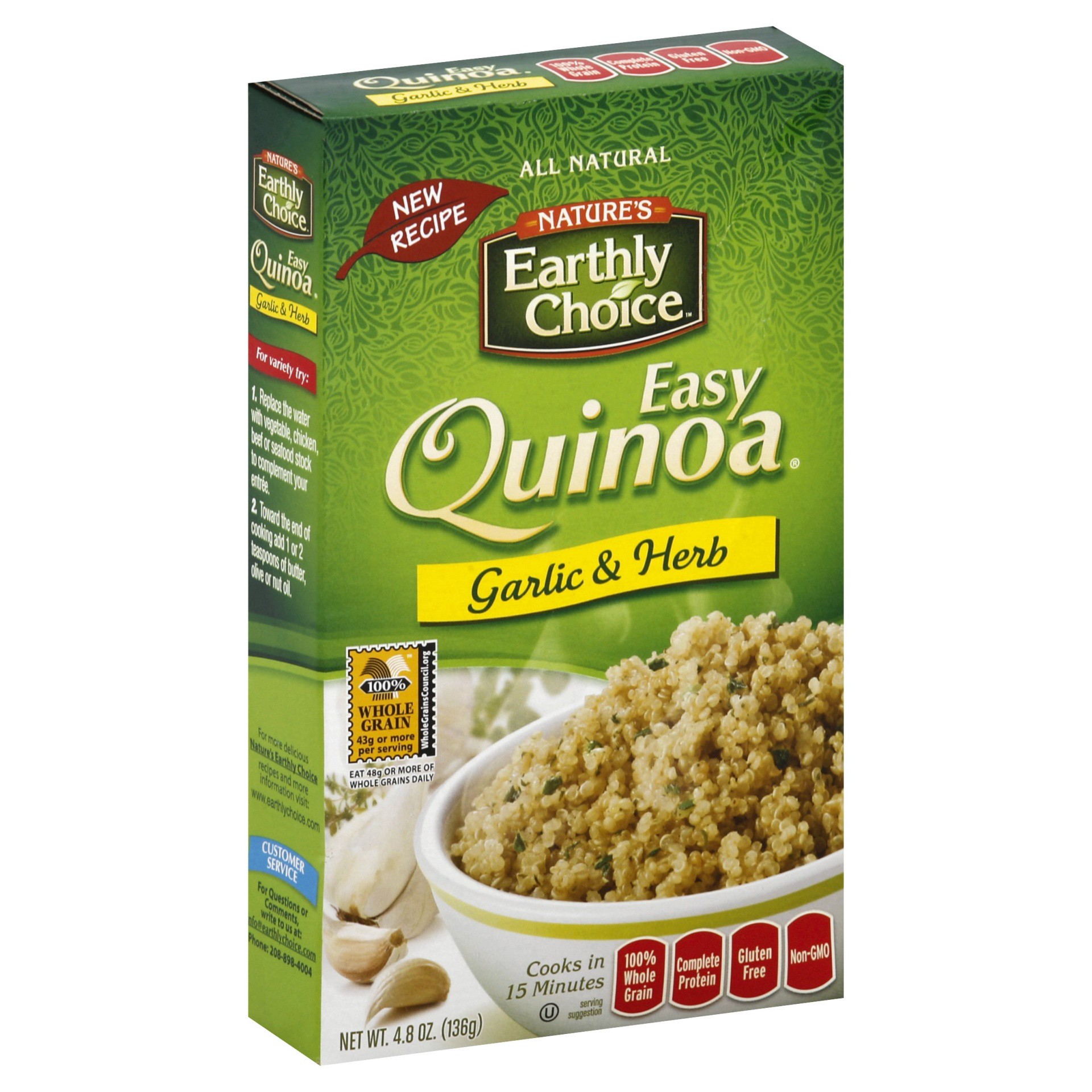 slide 1 of 4, Nature's Earthly Choice garlic olive quinoa, 4.8 oz