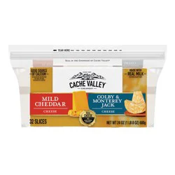 Cache Valley Mild Cheddar, Colby & Monterey Jack Sliced Cheese, 32 Slices / 24 oz