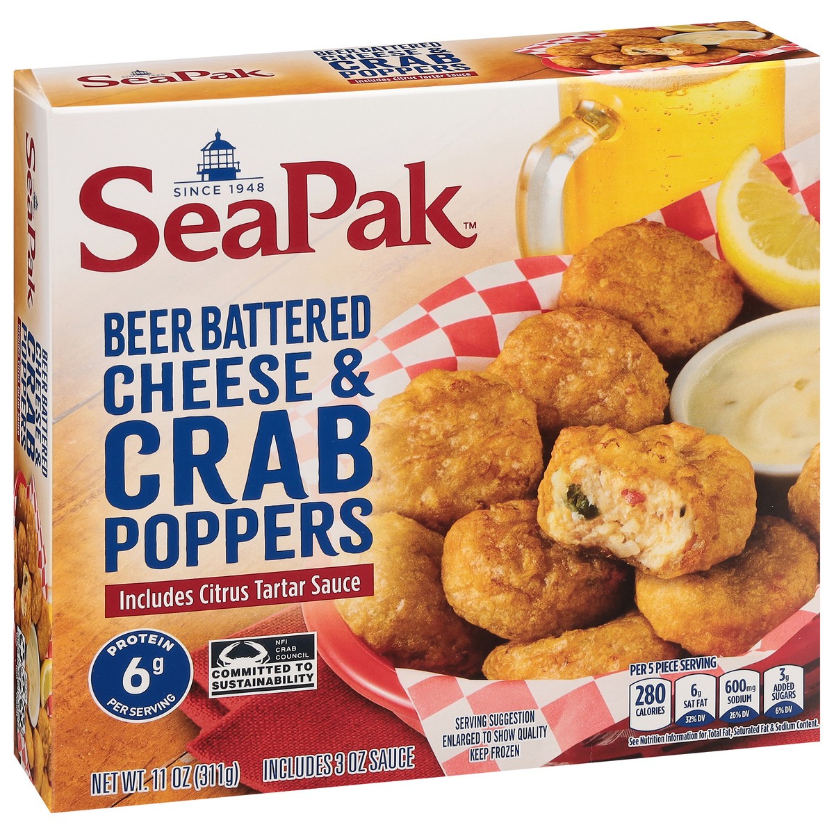 slide 10 of 13, SeaPak Beer Battered Cheese & Crab Poppers 11 oz, 11 oz
