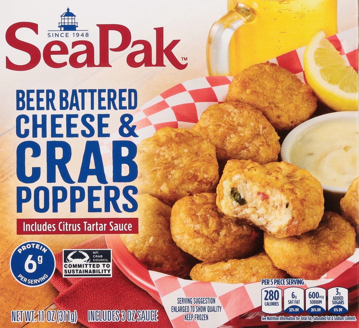 slide 13 of 13, SeaPak Beer Battered Cheese & Crab Poppers 11 oz, 11 oz