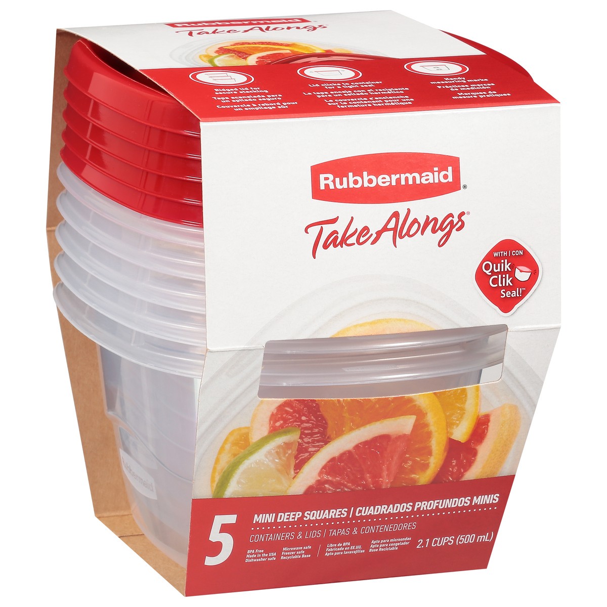 slide 6 of 9, Rubbermaid TakeAlongs Mini Deep Square Food Storage Container Set, 5 ct