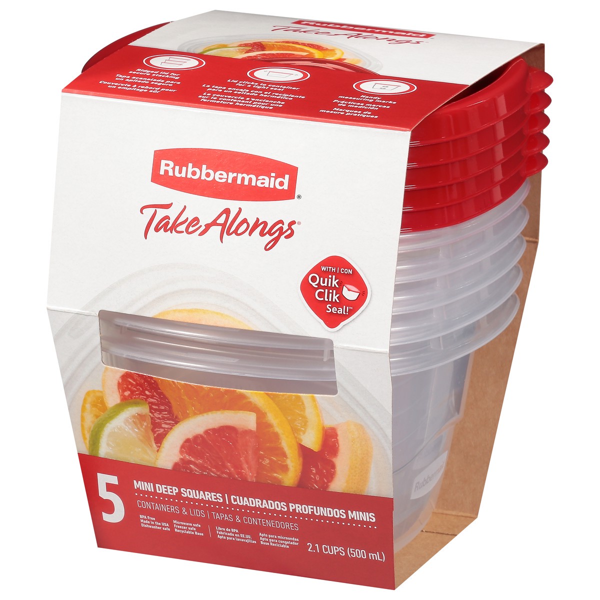 slide 4 of 9, Rubbermaid TakeAlongs Mini Deep Square Food Storage Container Set, 5 ct