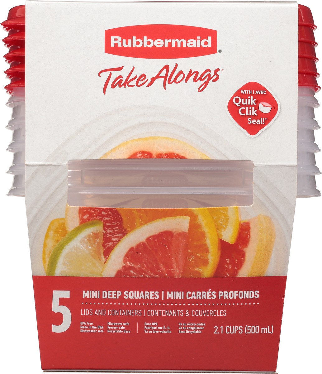 slide 8 of 9, Rubbermaid TakeAlongs Mini Deep Square Food Storage Container Set, 5 ct