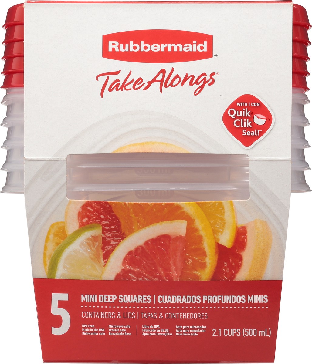 slide 9 of 9, Rubbermaid TakeAlongs Mini Deep Square Food Storage Container Set, 5 ct