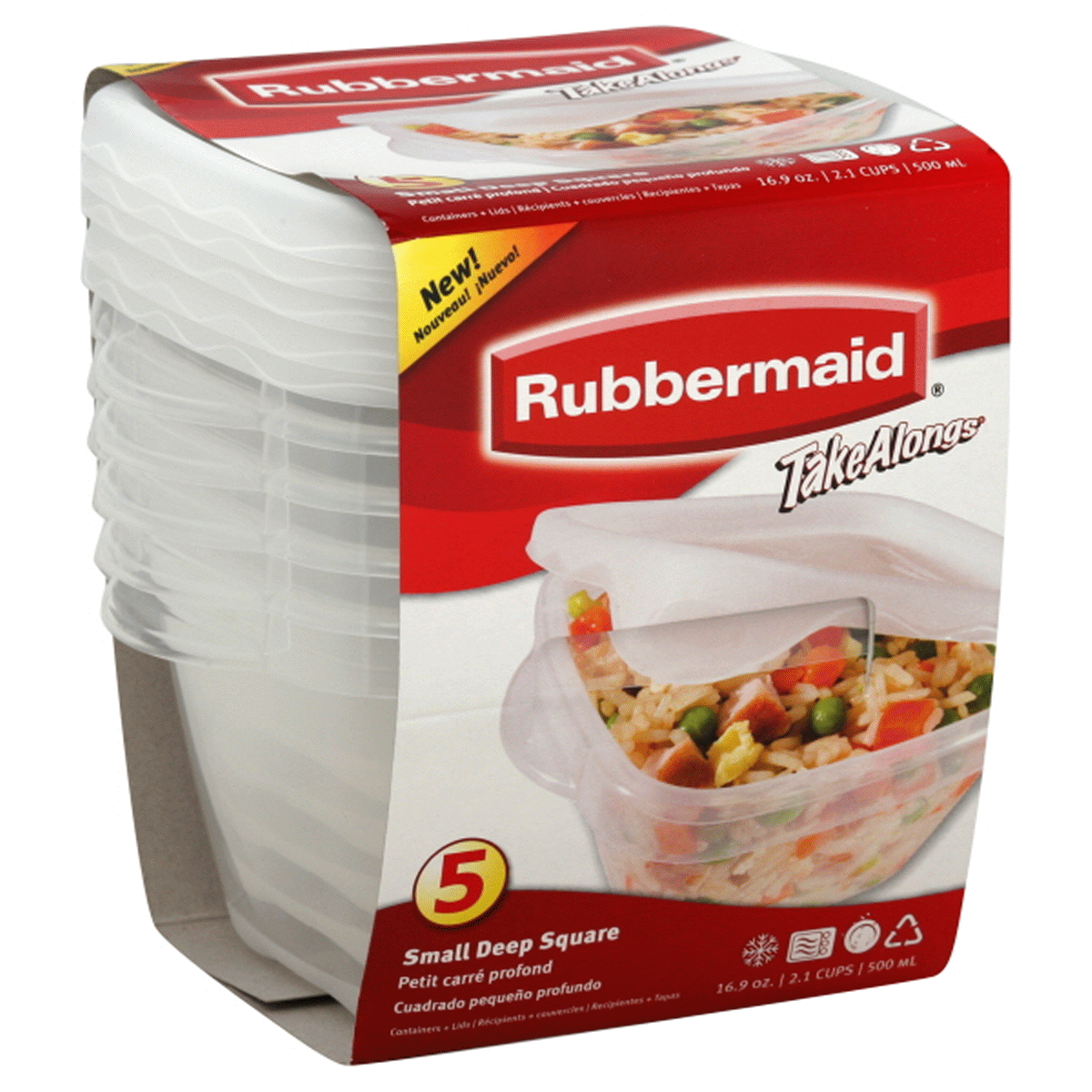 slide 1 of 1, Rubbermaid TakeAlongs Mini Deep Square Food Storage Container Set, 5 ct