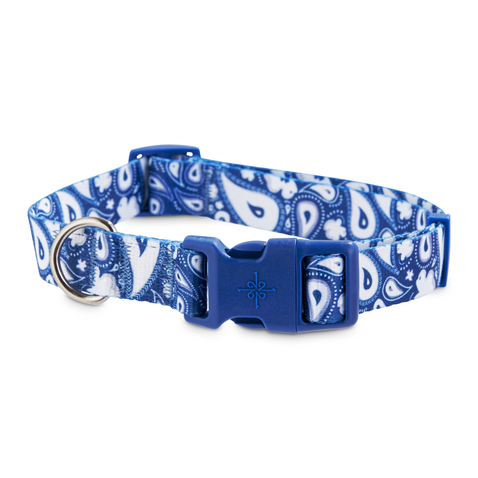 slide 1 of 1, Good2Go Blue Paisley Dog Collar, LG