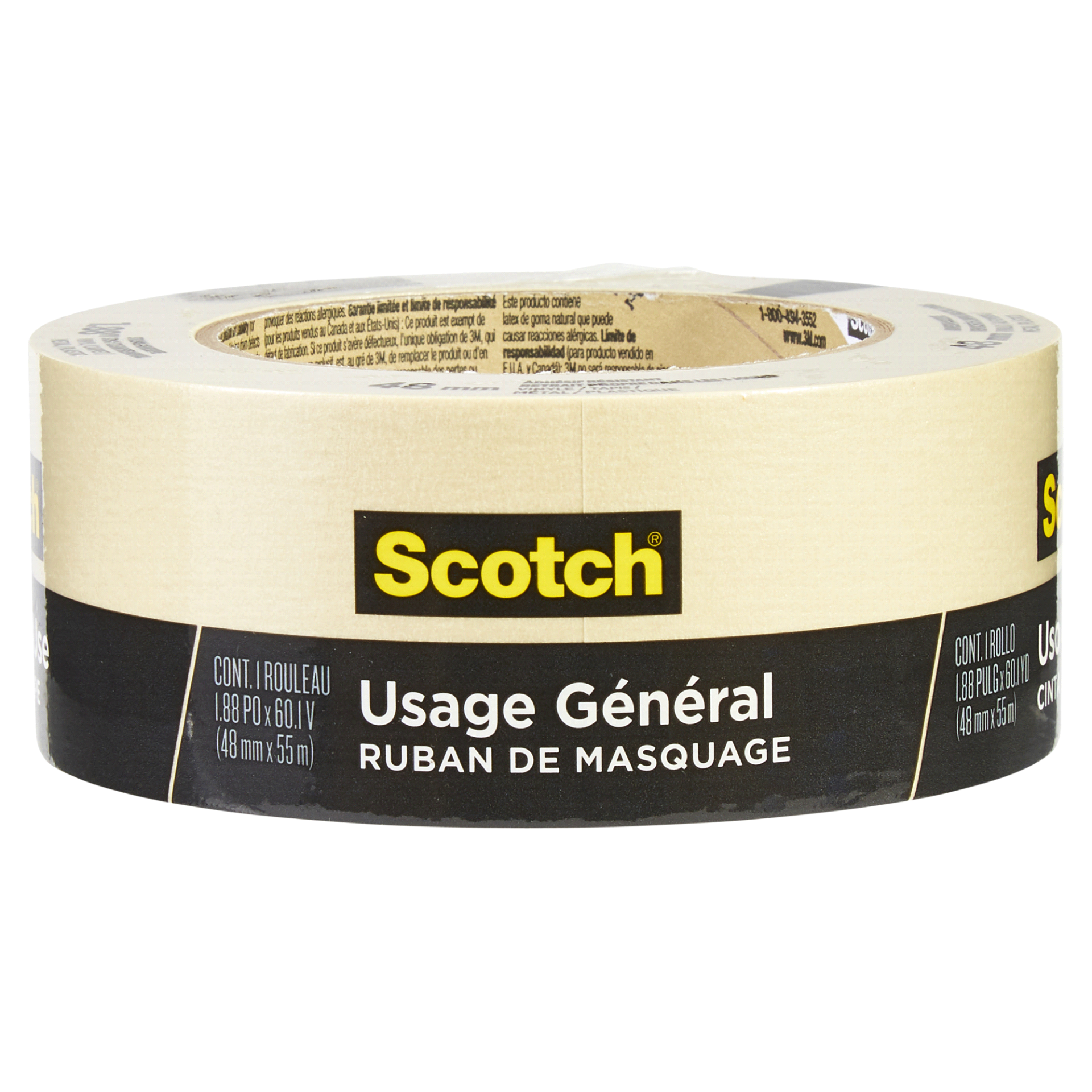 slide 1 of 1, Scotch General Masking Tape 1.88 in X 60.1 yd Natural, 2 in