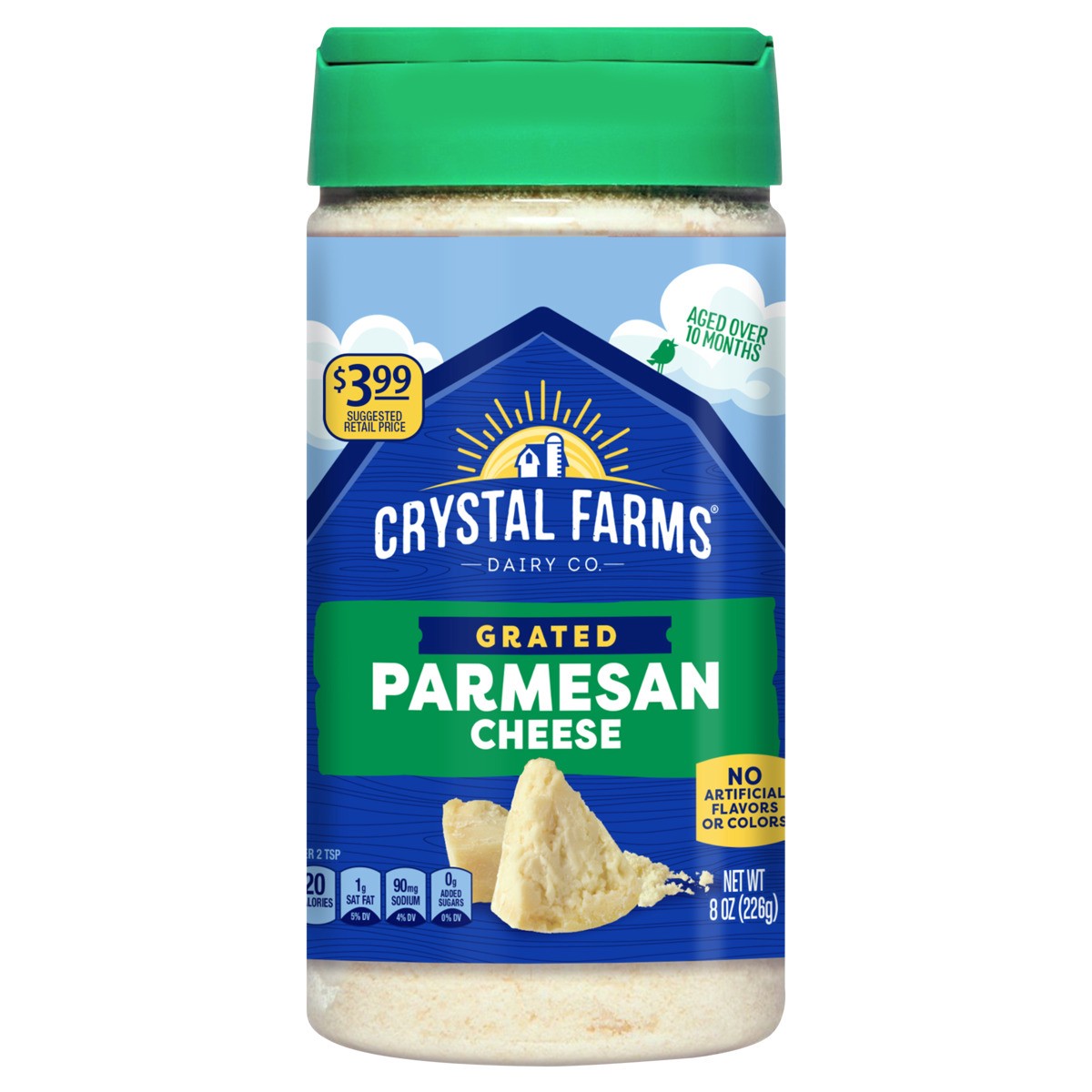 slide 1 of 5, Crystal Farms Grated Parmesan Cheese, 8 oz, 8 oz