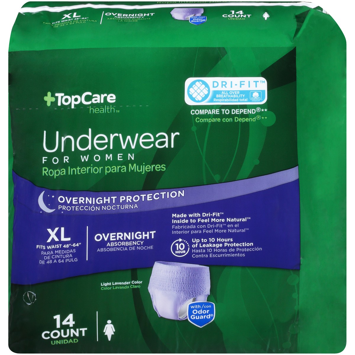 slide 1 of 8, TopCare Underwear For Women Overnight Extra Large, 14 ct