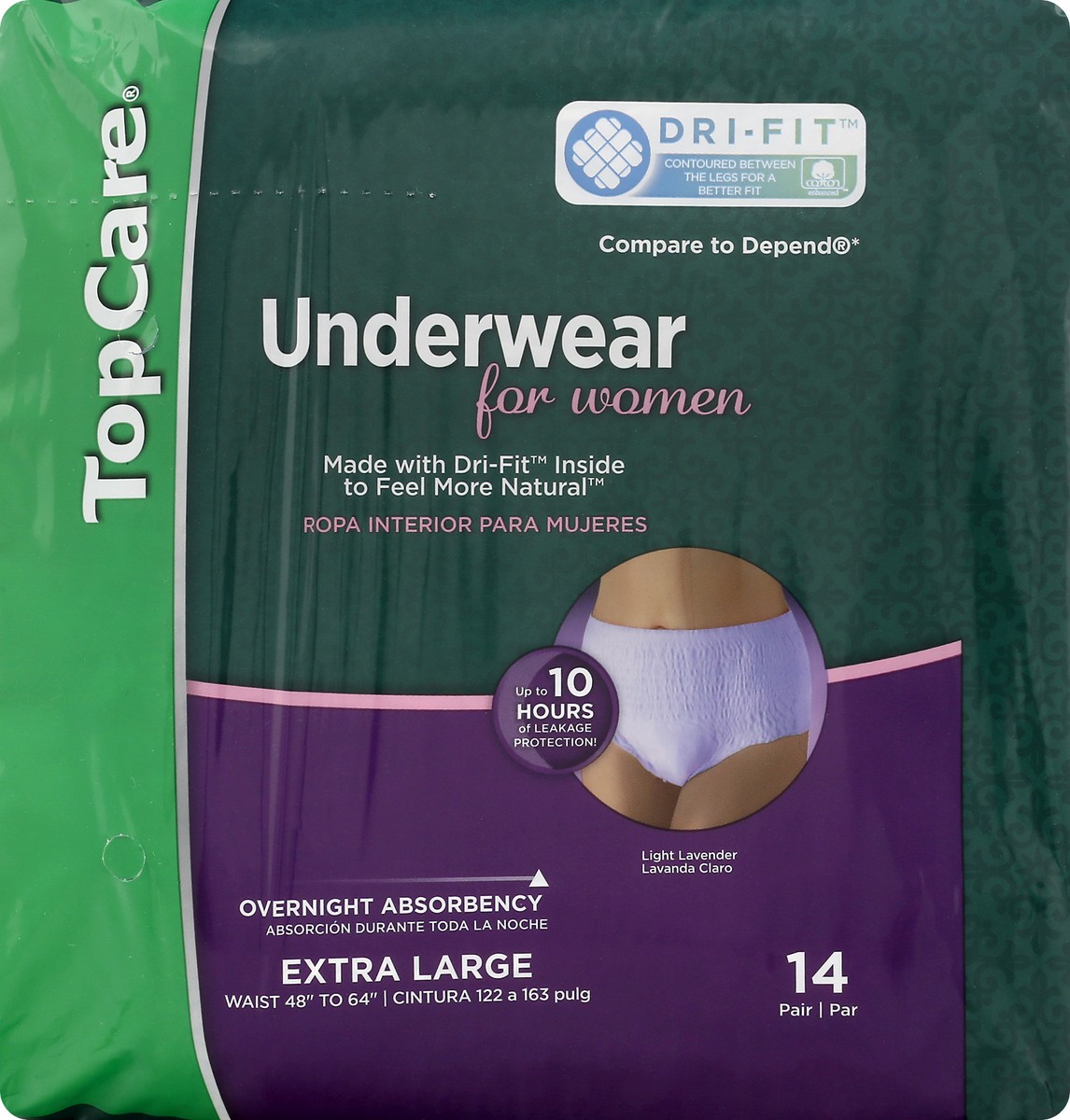 slide 5 of 8, TopCare Underwear For Women Overnight Extra Large, 14 ct