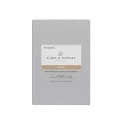 ROOM & RETREAT RR 600 Thread Counts Pillowcase, Standard, 2 pc set, Light Grey