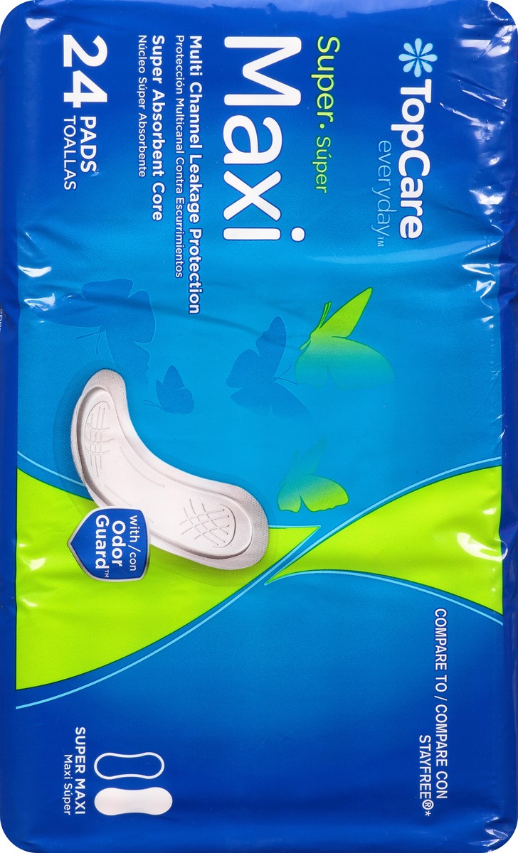 slide 9 of 9, TopCare Everyday Super Maxi Pads 24 ea, 24 ct