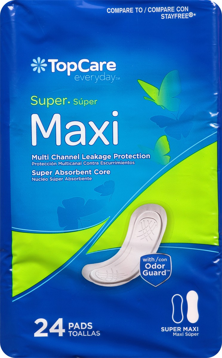 slide 1 of 9, TopCare Everyday Super Maxi Pads 24 ea, 24 ct