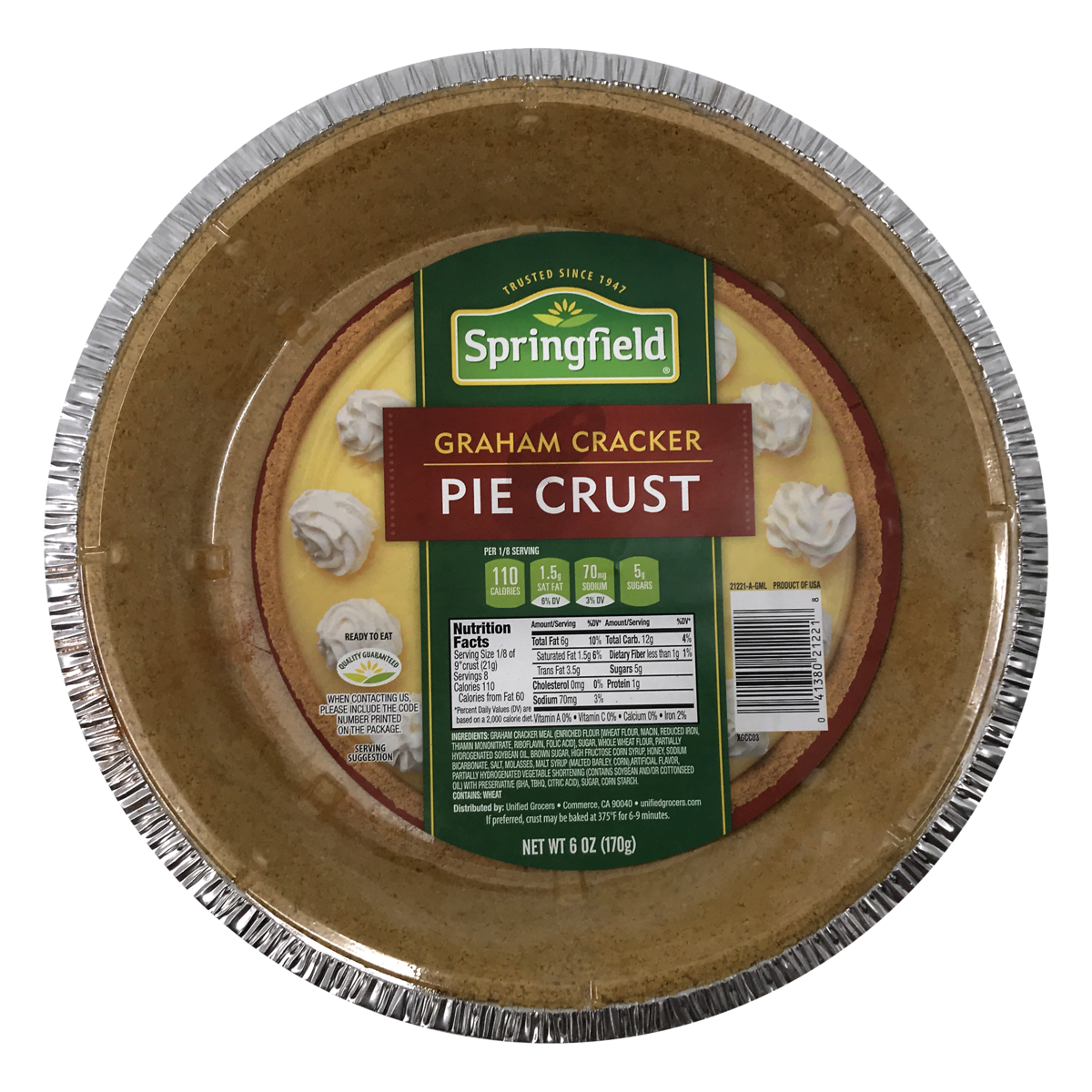 slide 1 of 1, Springfield Graham Cracker Pie Crust, 6 oz