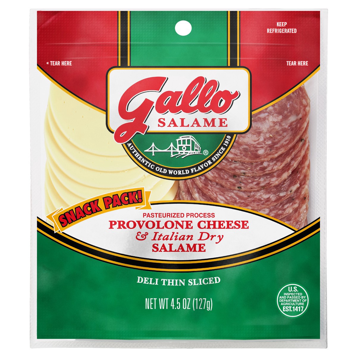 slide 1 of 6, Gallo Salame Provolone and Italian Dry Salami Snack Pack, 4.5 oz., 