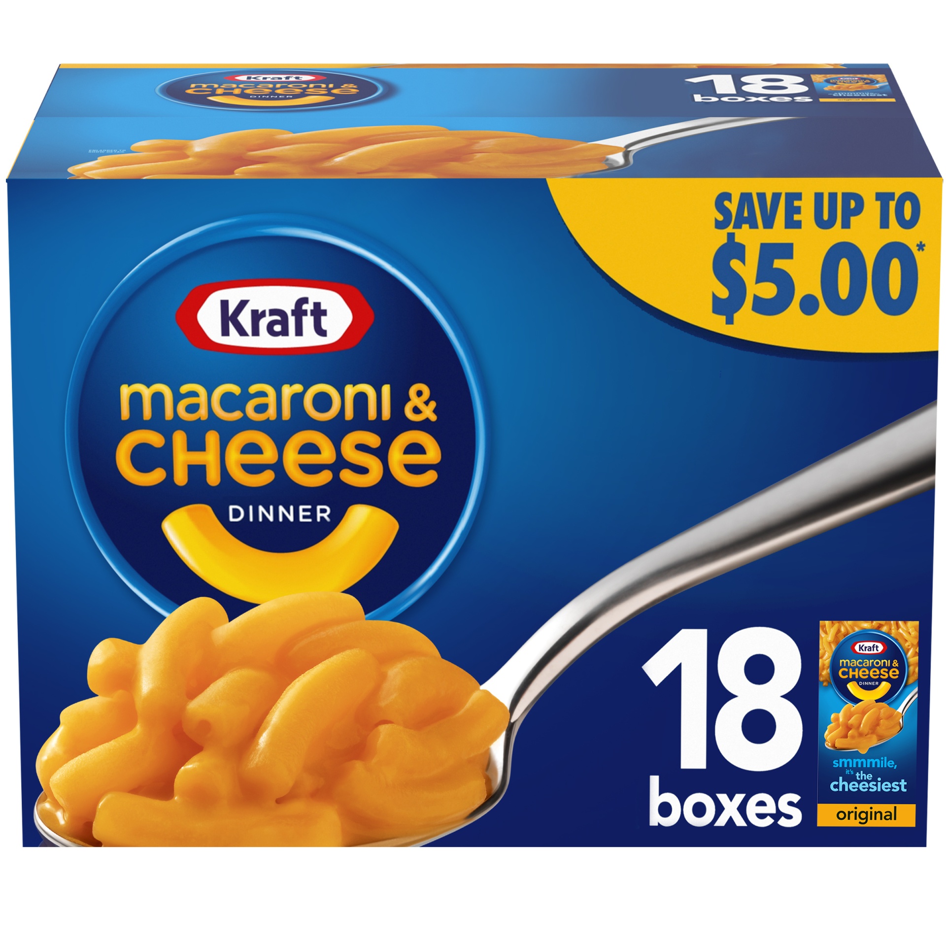 slide 1 of 5, Kraft Original Mac & Cheese Macaroni and Cheese Dinner, 18 ct Pack, 7.25 oz Boxes, 18 ct