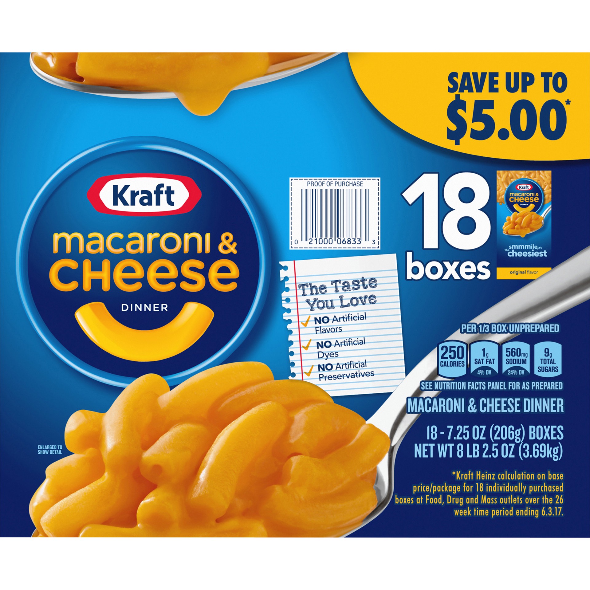 slide 2 of 5, Kraft Original Mac & Cheese Macaroni and Cheese Dinner, 18 ct Pack, 7.25 oz Boxes, 18 ct