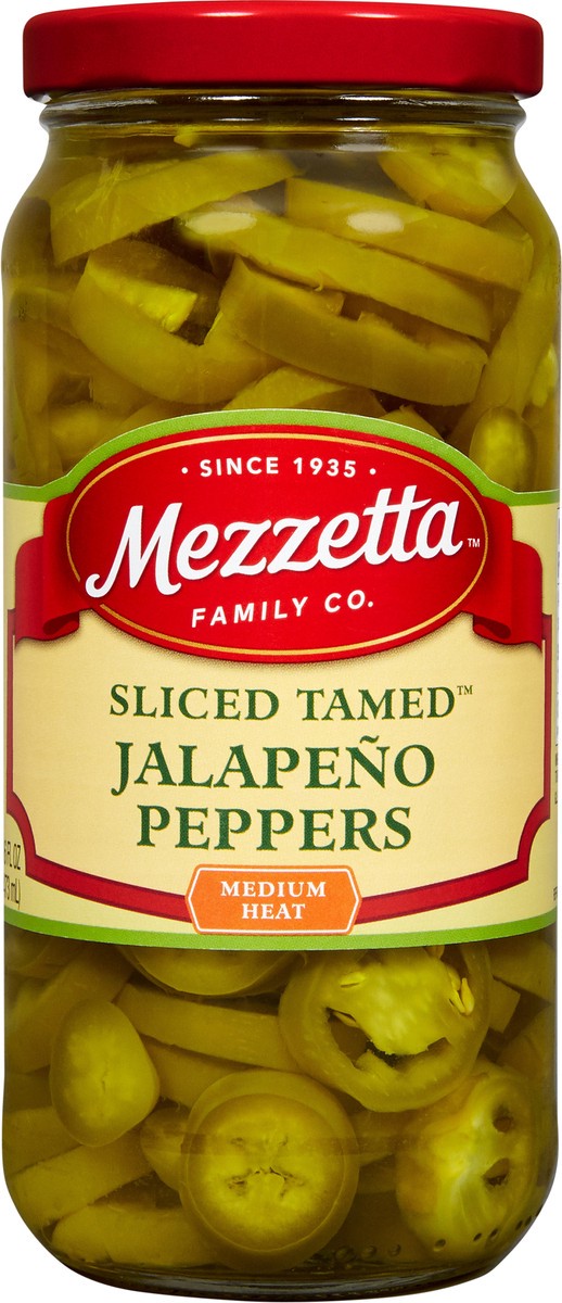 slide 3 of 7, Mezzetta Sliced Tamed Jalapeno Peppers Medium Heat - 16oz, 16 oz