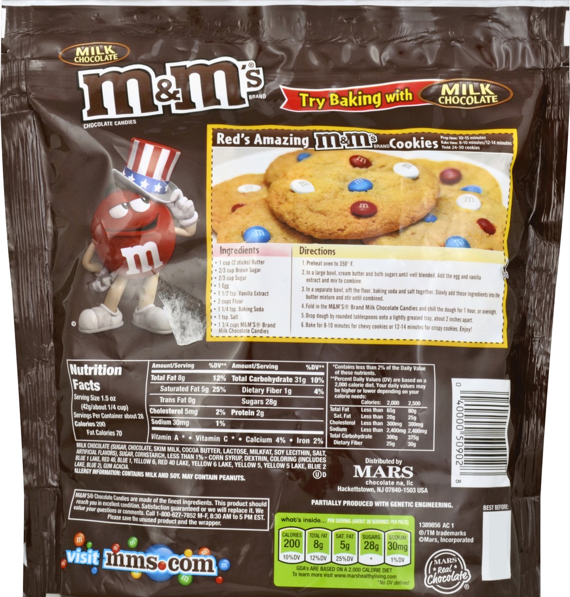 slide 6 of 6, M&M'S Red, White & Blue Patriotic Milk Chocolate Candy, 42-Ounce Party Size Bag, 42 oz