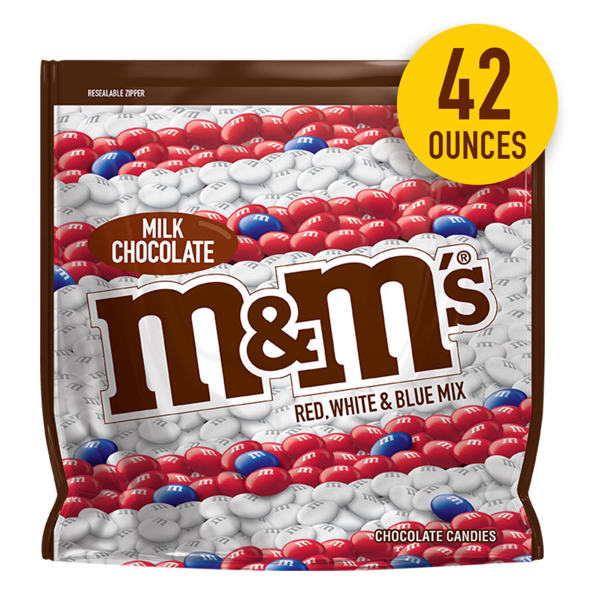 slide 1 of 6, M&M'S Red, White & Blue Patriotic Milk Chocolate Candy, 42-Ounce Party Size Bag, 42 oz