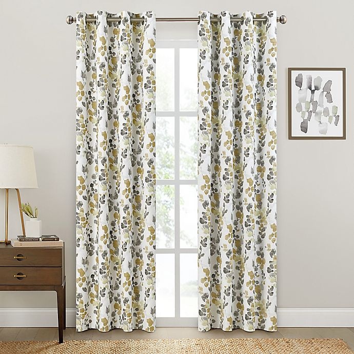 slide 1 of 4, Brookstone Salano Floral Blackout Curtain Panel - Yellow/Grey, 63 in