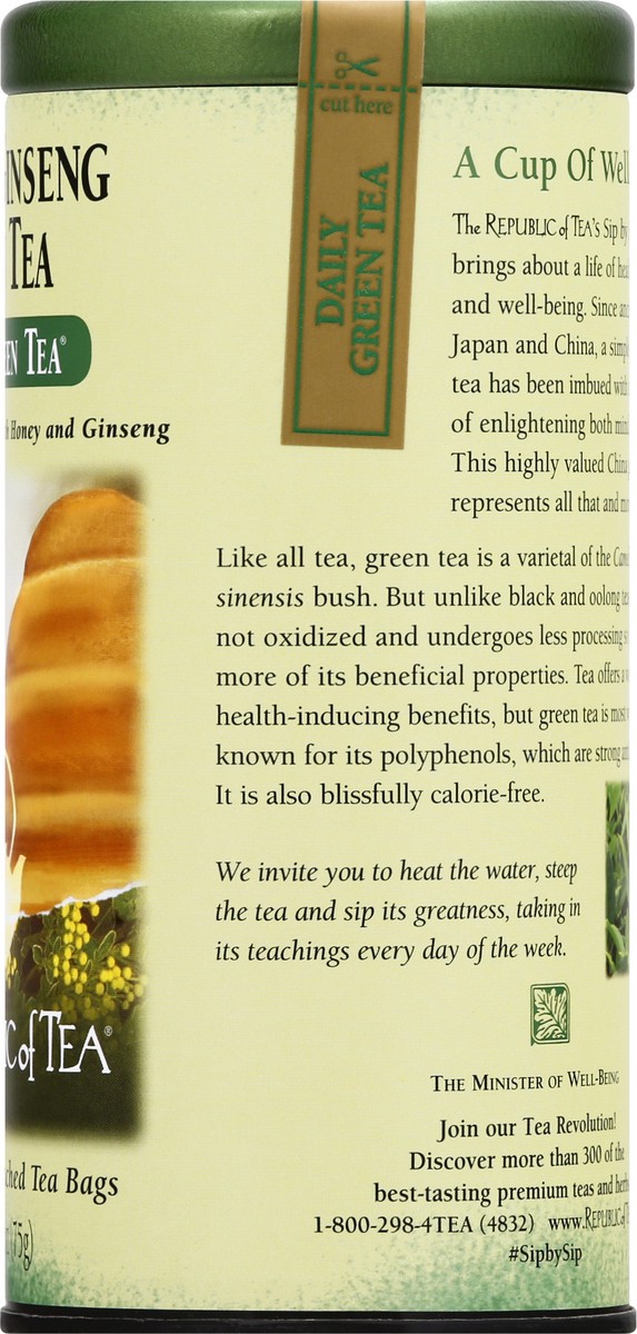 slide 5 of 12, The Republic of Tea Honey Ginseng Green Tea, 50 ct