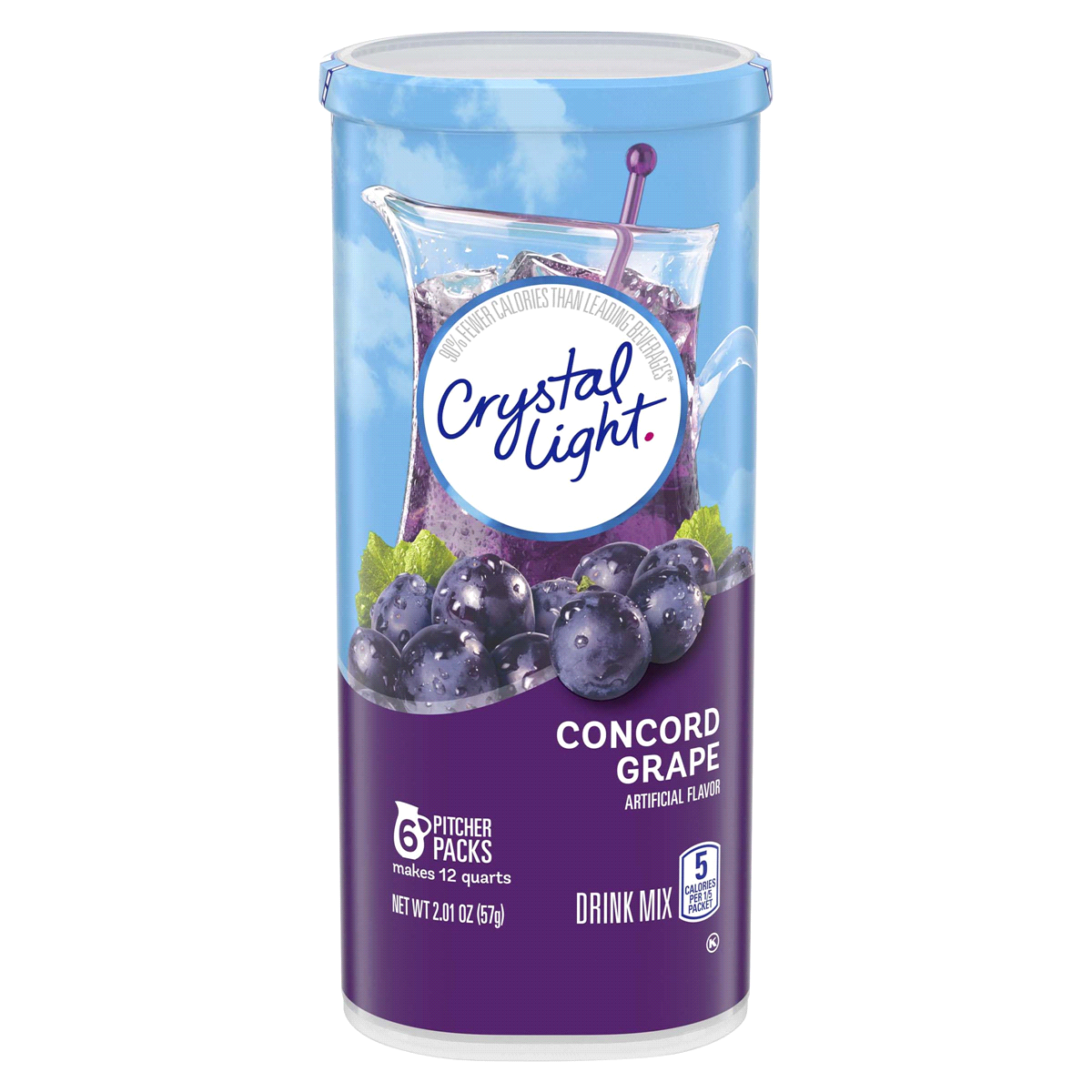 slide 1 of 11, Crystal Light Concord Grape Artificially Flavored Powdered Drink Mix Pitcher, 6 ct