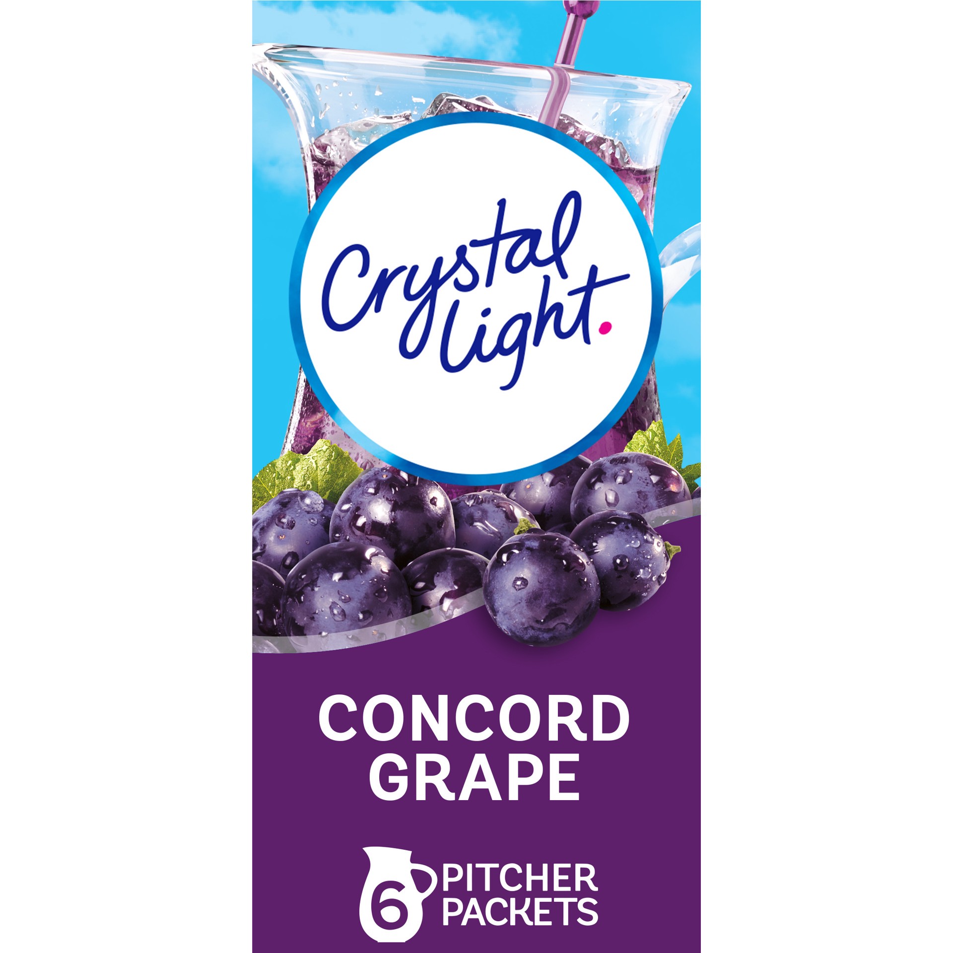 slide 1 of 5, Crystal Light Concord Grape Artificially Flavored Powdered Drink Mix, 6 ct Pitcher Packets, 6 ct