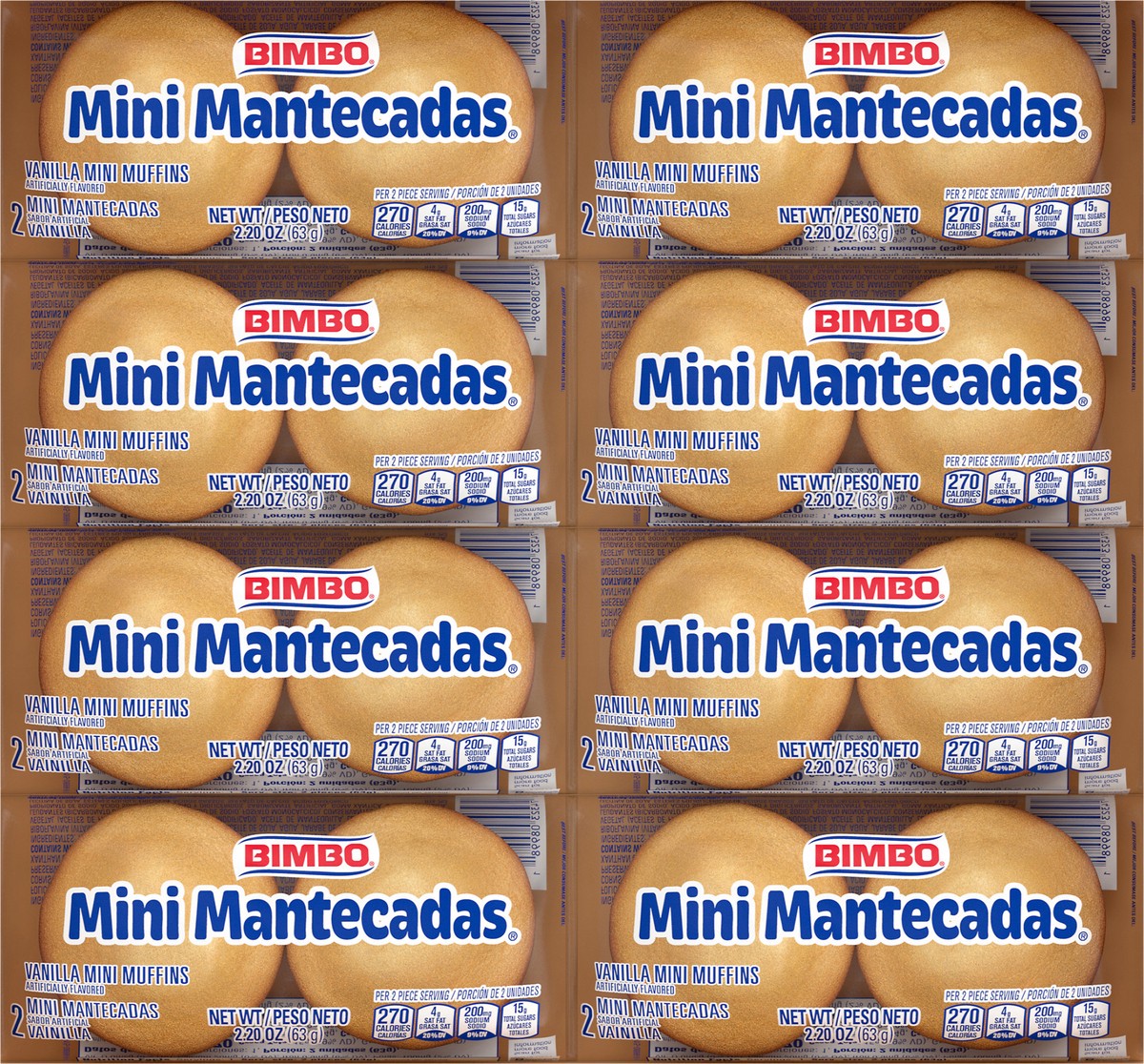 slide 7 of 7, Bimbo Mini Mantecadas Vanilla Muffins, 8 twin packs, Soft Mini Muffins, 17.76 oz Tray, 8 ct; 16.96 oz