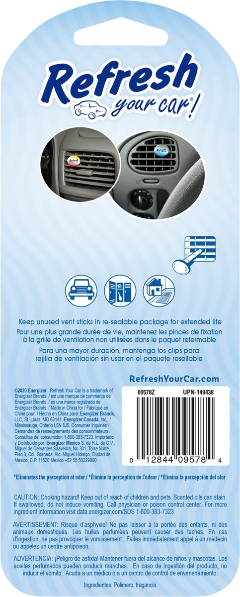 slide 3 of 3, Refresh Your Car! Vent Stick Car Air Fresheners, New Car/Cool Breeze Scent (4 Pack), 4 ct