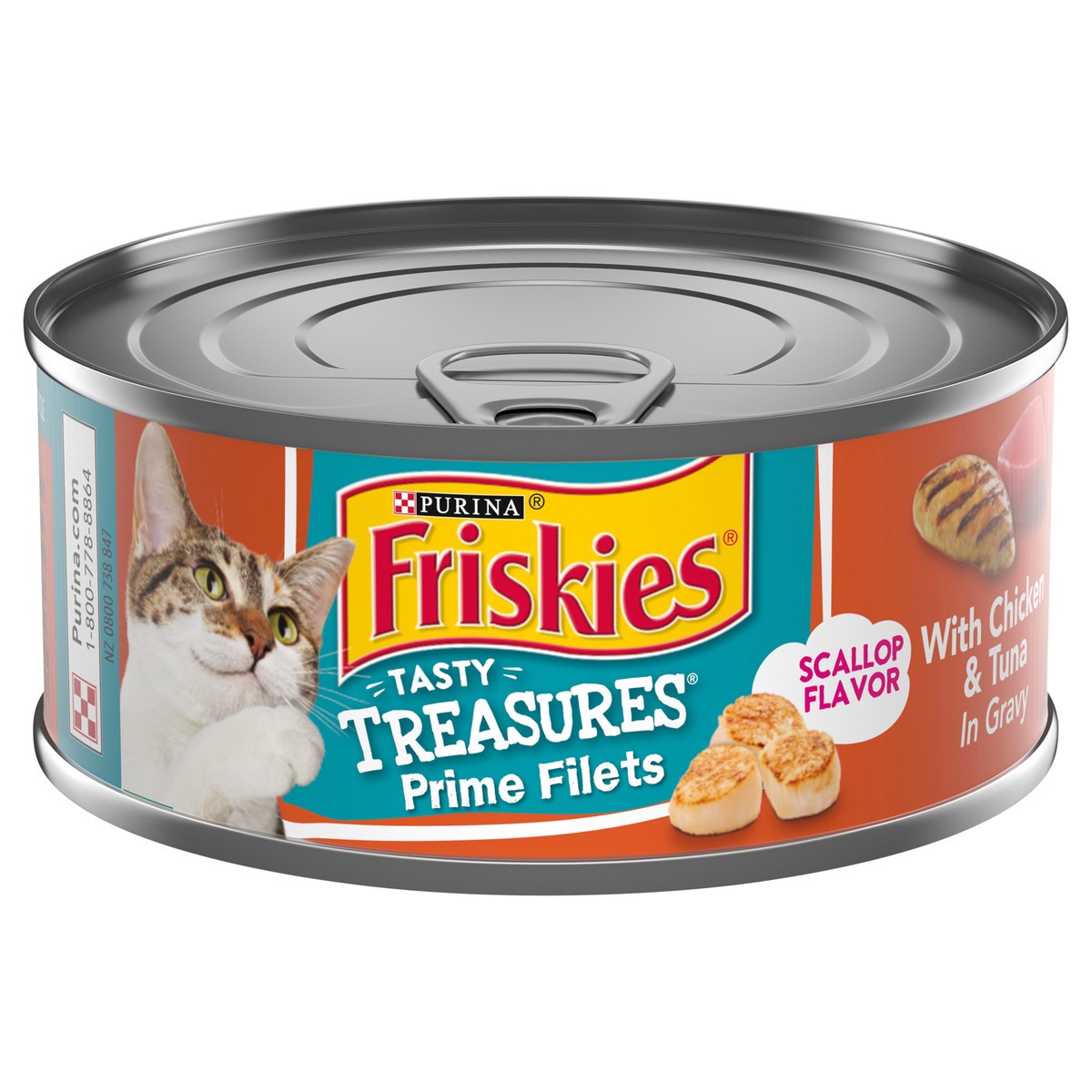 slide 1 of 7, Friskies Purina Friskies Gravy Wet Cat Food, Tasty Treasures With Chicken & Tuna and Scallop Flavor, 5.5 oz