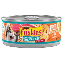 Friskies Purina Friskies Gravy Wet Cat Food, Tasty Treasures With Chicken & Tuna and Scallop Flavor - 5.5 oz. Can