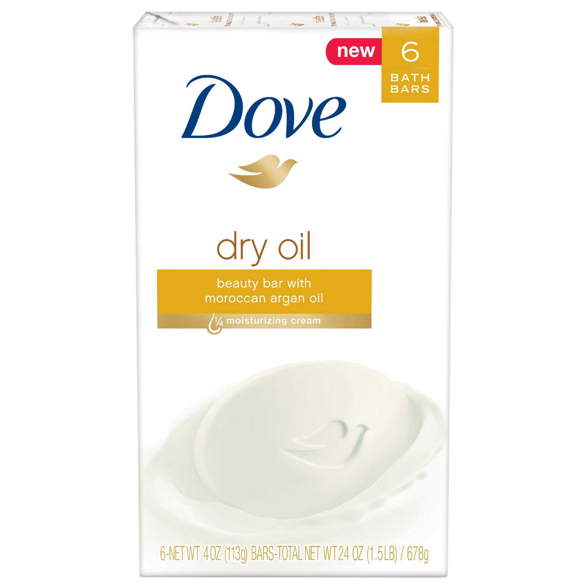 slide 1 of 5, Dove Dry Oil Beauty Bar with Argan Oil, 6 ct