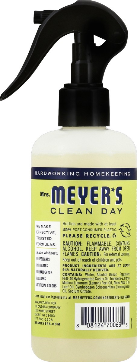 slide 5 of 7, Mrs. Meyer's Clean Day Room Freshener, Lemon Verbena Scent, 8 Ounce Non-Aerosol Spray Bottle, 8 fl oz