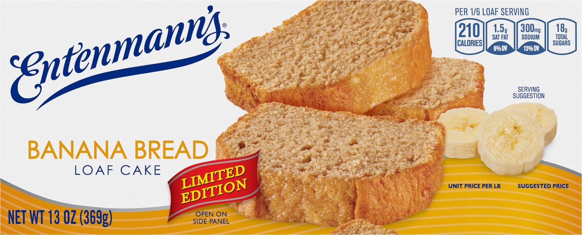 slide 4 of 7, Entenmann's Ent Banana Bread Loaf Cake, 13 oz