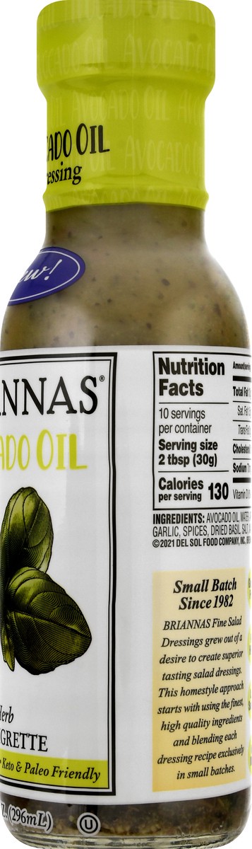 slide 3 of 12, BRIANNAS Avocado Oil Herb Vinaigrette Dressing 10 fl oz, 10 fl oz