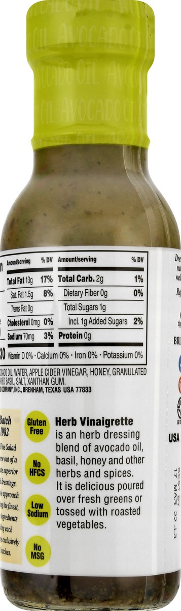 slide 2 of 12, BRIANNAS Avocado Oil Herb Vinaigrette Dressing 10 fl oz, 10 fl oz