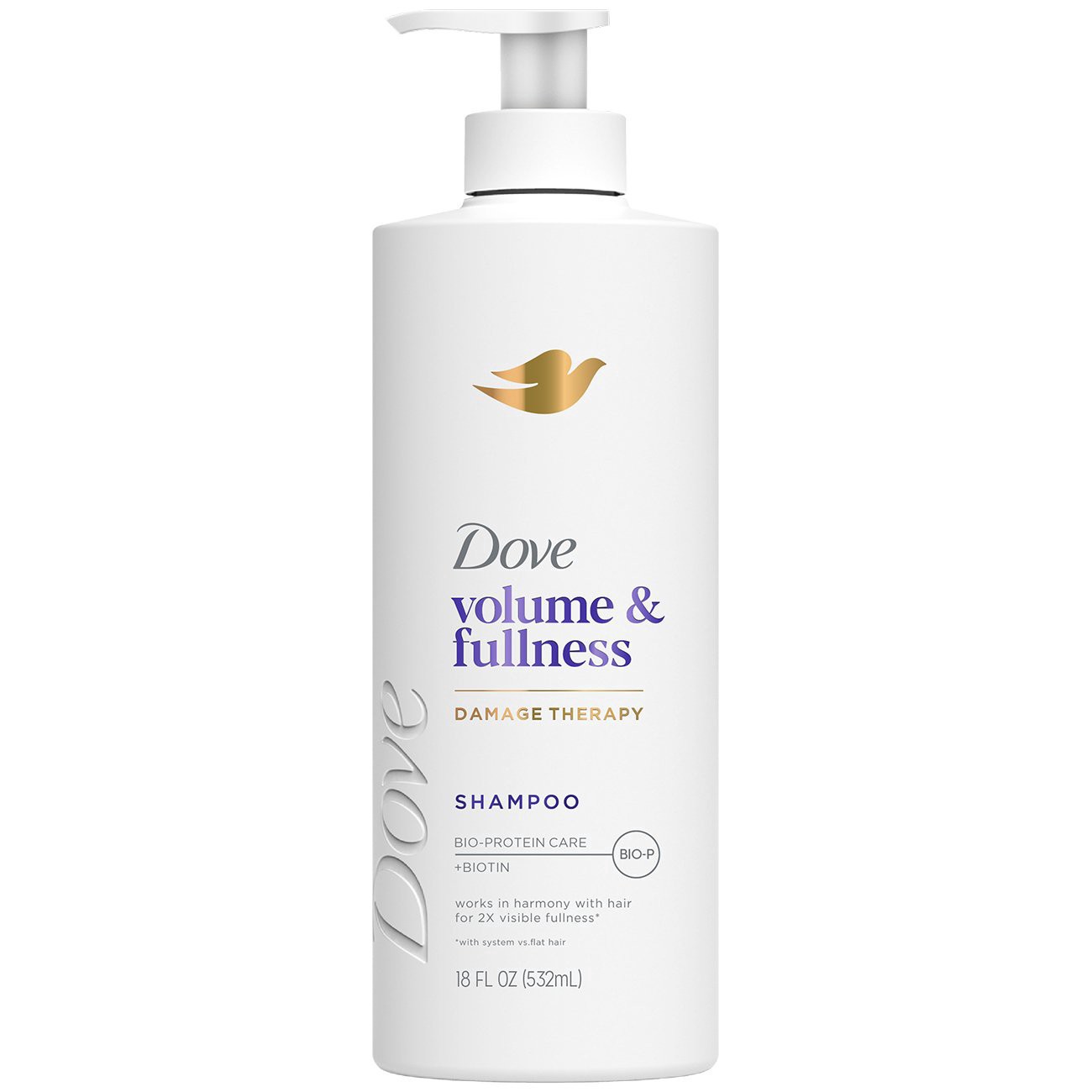 slide 1 of 5, Dove Volume And Fullness Damage Therapy Shampoo, 18 fl oz