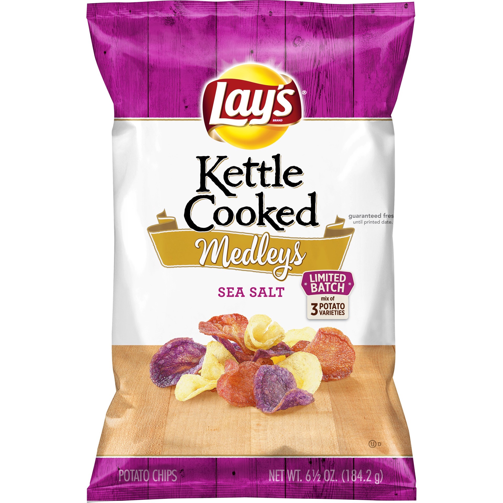 slide 1 of 3, Lay's Kettle Cooked Potato Chips Medleys Sea Salt 6 1/2 Oz, 6.5 oz