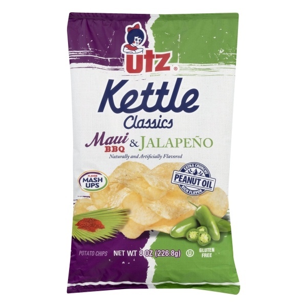 slide 1 of 1, Utz Kettle Classics Potato Chips, Maui Barbecue Jalapeno, 8 oz