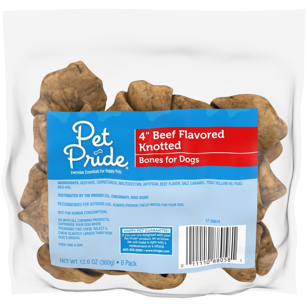 slide 1 of 1, Pet Pride Dog Gone Deli Beef Flavor Knotted Rawhide Bones, 8 ct