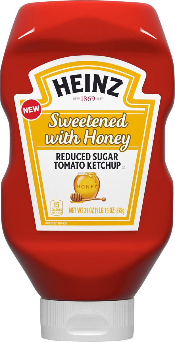 slide 8 of 8, Heinz Tomato Ketchup Sweetened Only with Honey Bottle, 31 oz