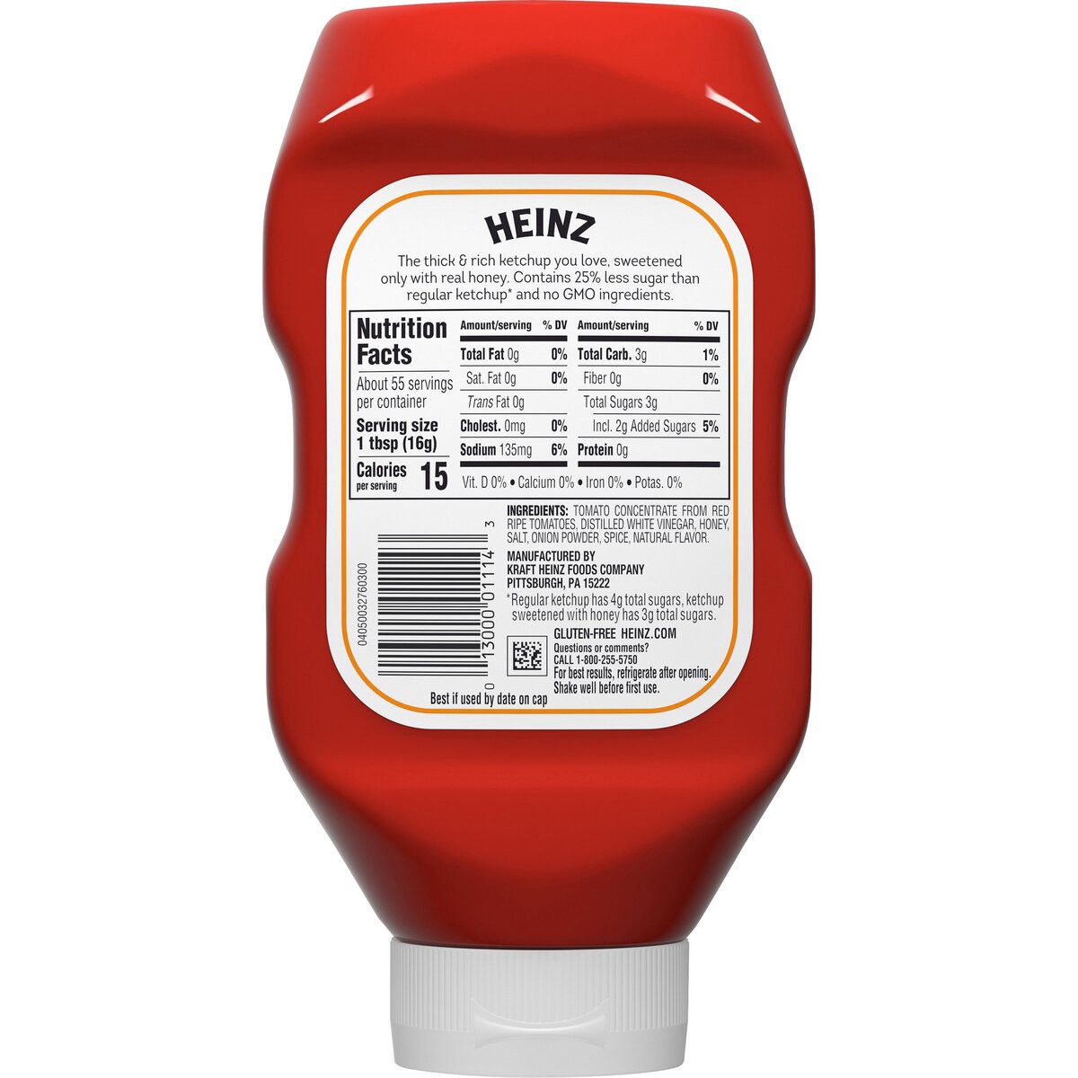 slide 5 of 8, Heinz Tomato Ketchup Sweetened Only with Honey Bottle, 31 oz