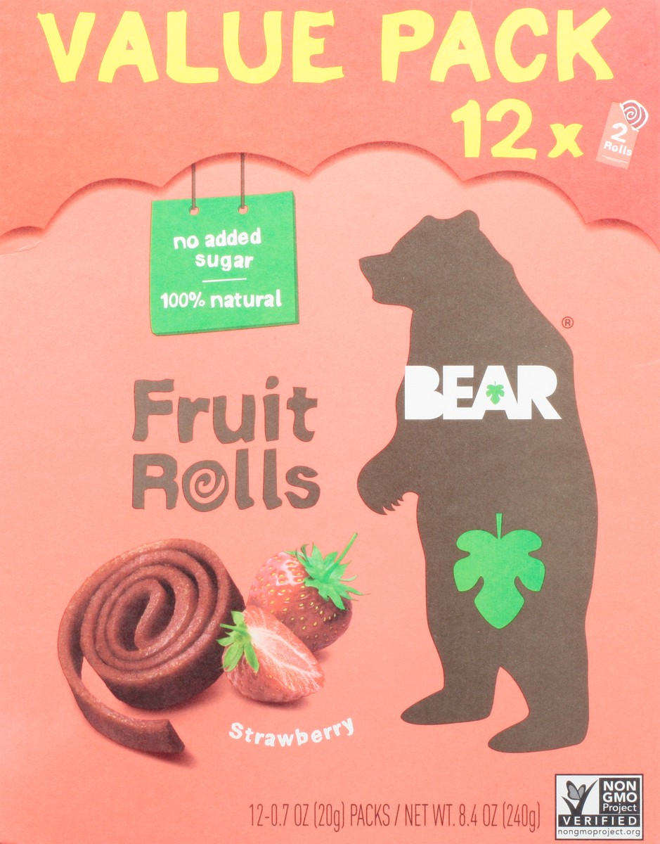 slide 9 of 14, BEAR Strawberry Fruit Rolls Value Pack 12 - 0.7 oz Packs, 8.5 oz