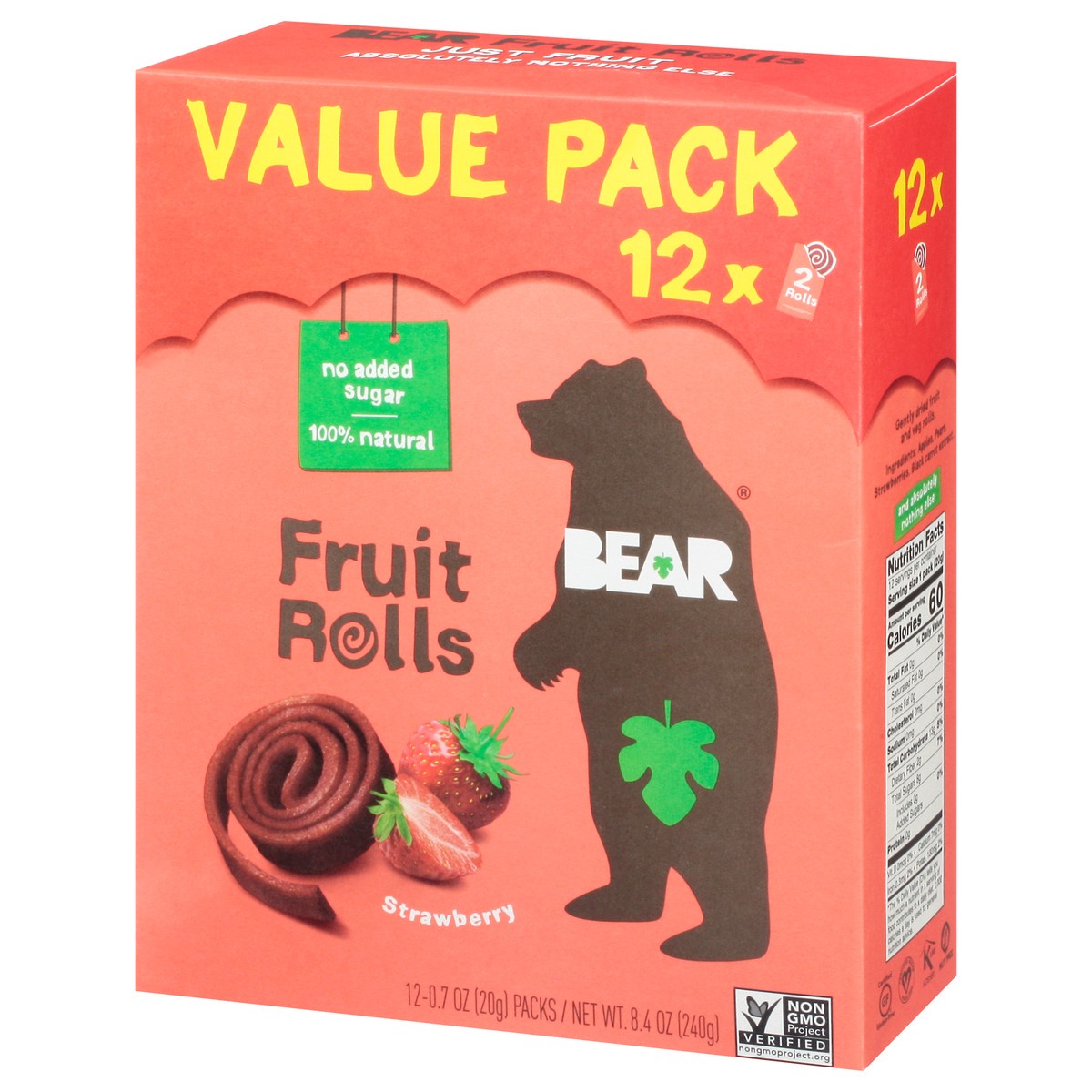 slide 13 of 14, BEAR Strawberry Fruit Rolls Value Pack 12 - 0.7 oz Packs, 8.5 oz