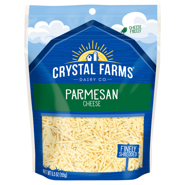 slide 1 of 1, Crystal Farms Cheese, Finely Shredded, Parmesan, 5.5 oz