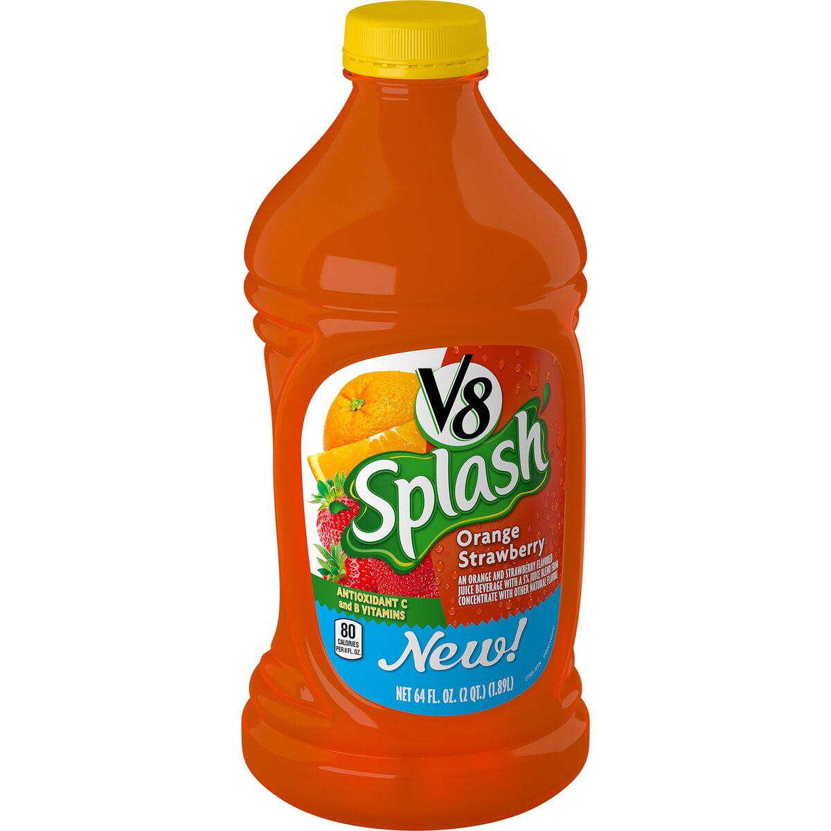 slide 7 of 8, V8 Splash Orange Strawberry Flavored Juice Beverage, 64 FL OZ Bottle, 64 oz