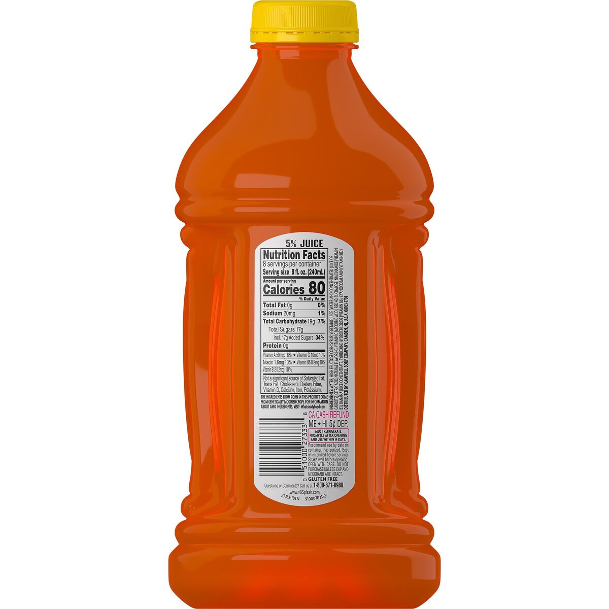 slide 6 of 8, V8 Splash Orange Strawberry Flavored Juice Beverage, 64 FL OZ Bottle, 64 oz